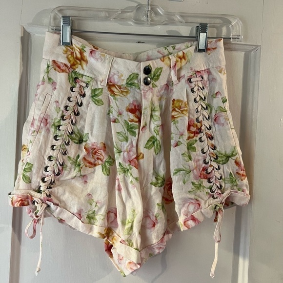 The Kooples Linen Lace Floral Shorts 1 - Picture 6 of 10